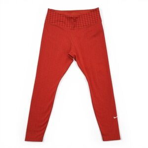 Nike Dri-FIT Leggings Women's Large Orange Red High Rise Athletic Running Pants